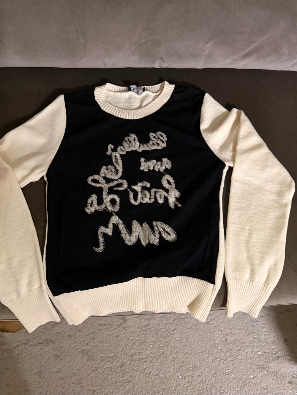 solo Black and Cream Sweater with Script Front